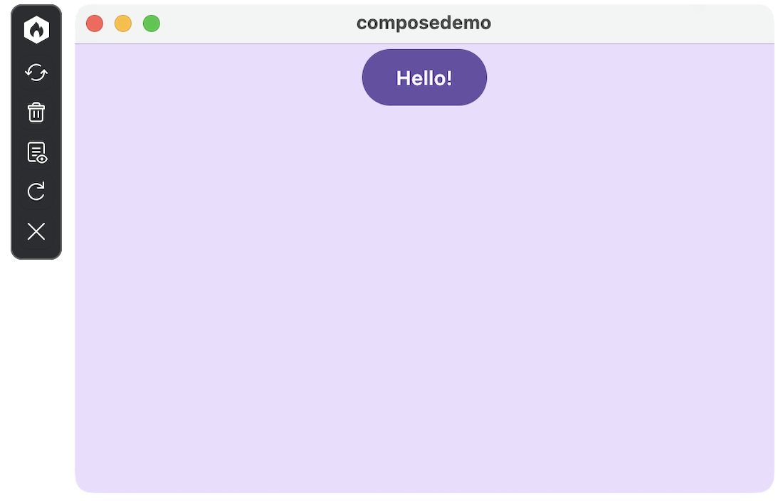 桌面应用上的首次 Compose Hot Reload 运行
