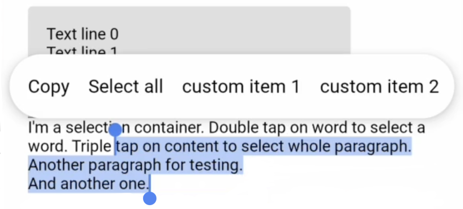 Context menu for SelectionContainer