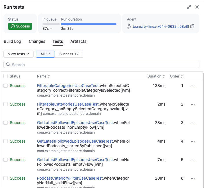 TeamCity tests