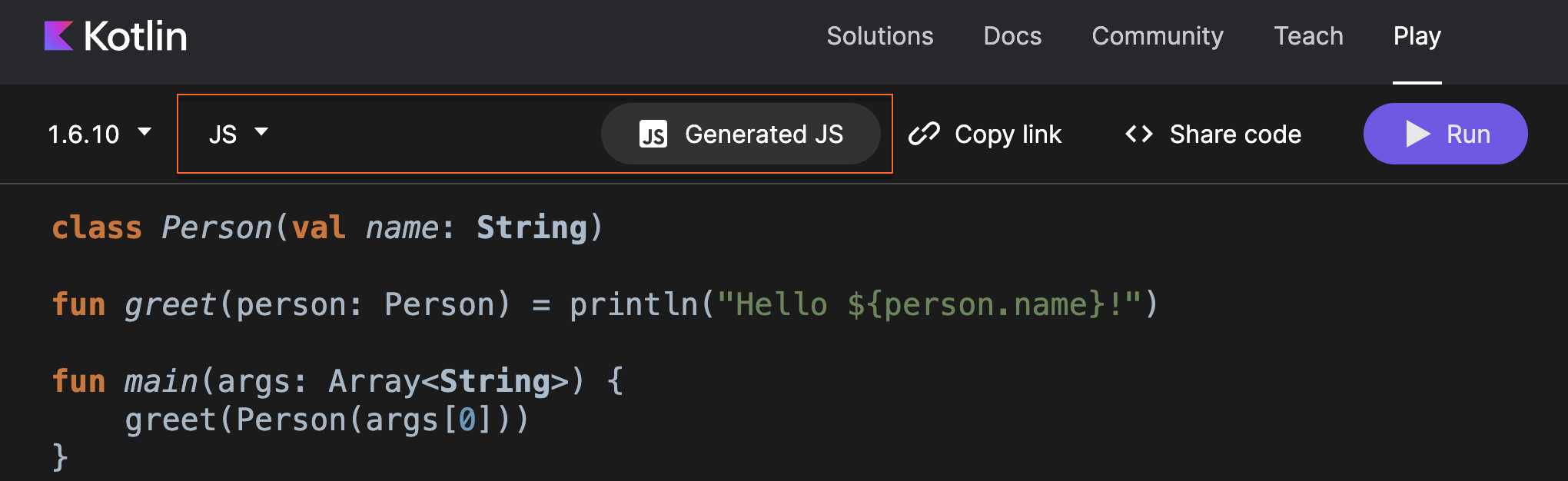 Playground:生成的 JS