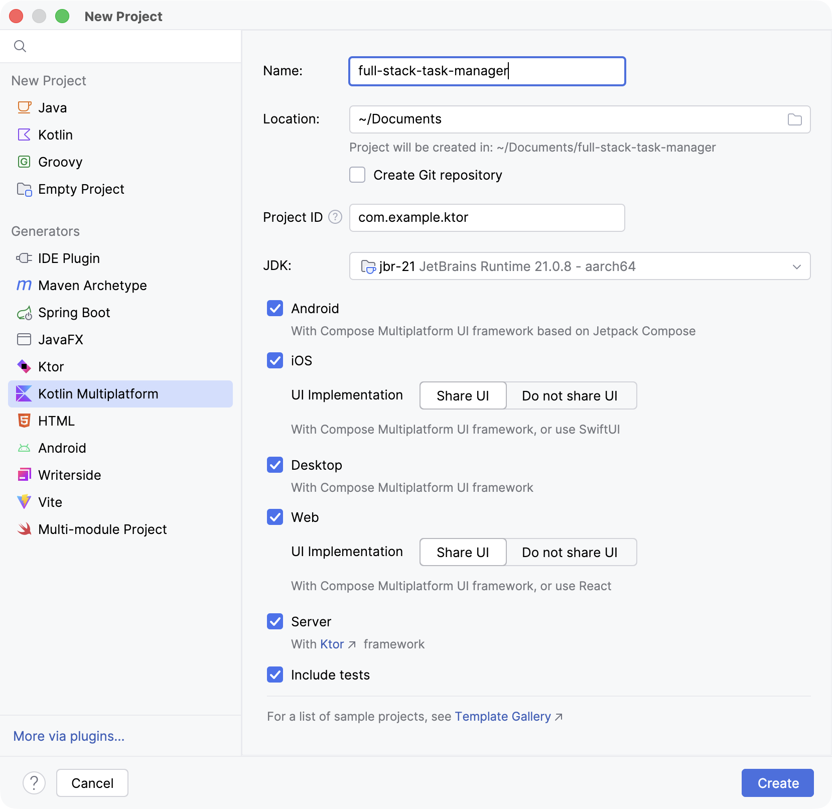 Kotlin Multiplatform 向导设置