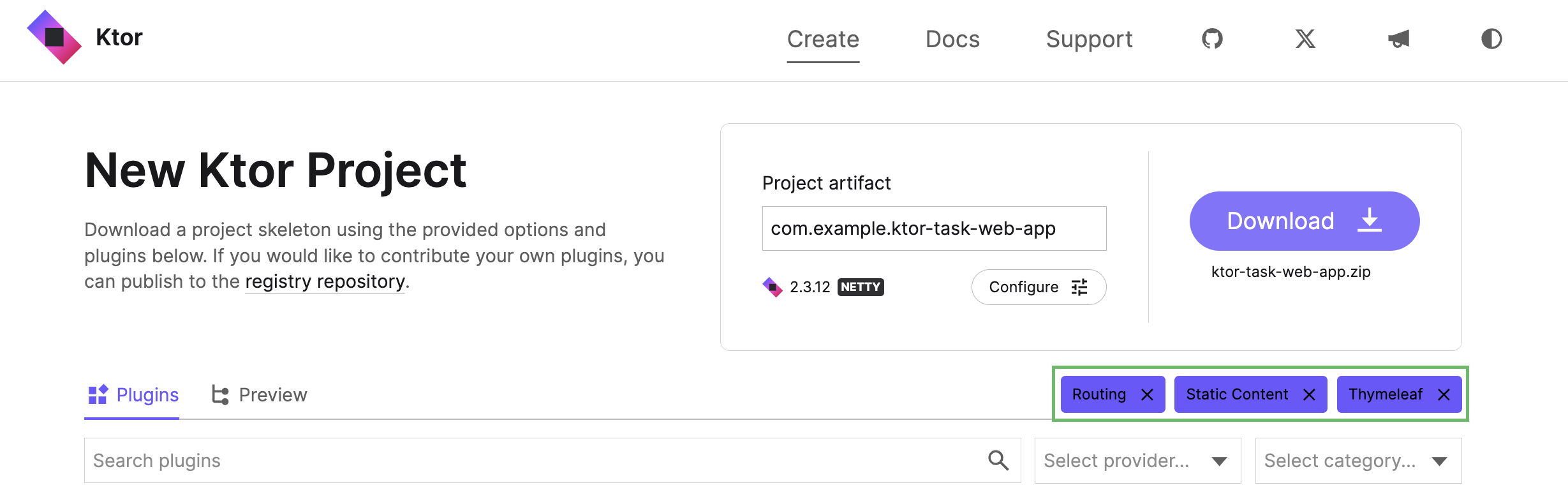 Ktor Project Generator 插件列表