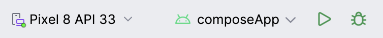 已选择带有 Pixel 8 API 设备的 composeApp