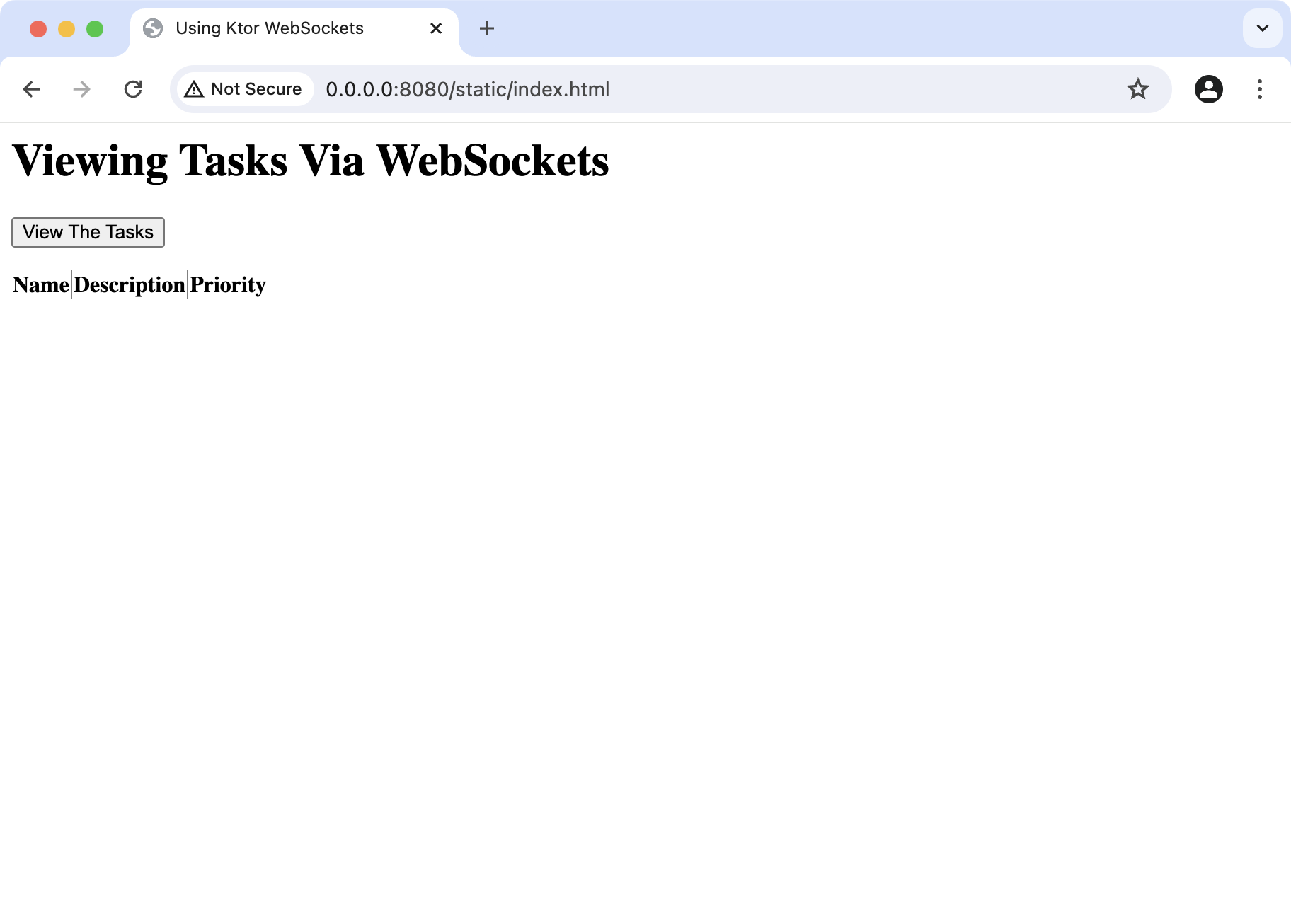 显示包含一个按钮的 HTML 表单的网页浏览器页面